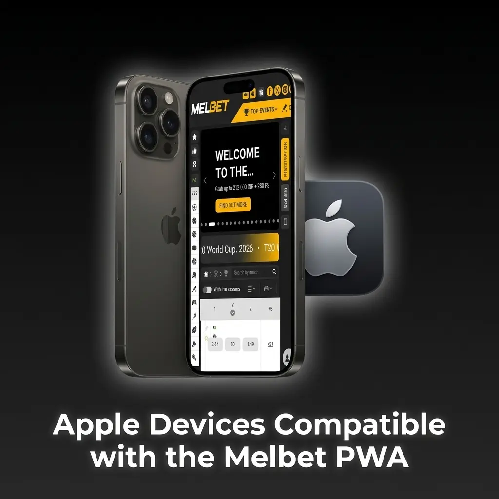 Apple devices compatible with Melbet PWA including iPhone SE, iPhone 11-15 Pro, iPad models running iOS 12.0 or later