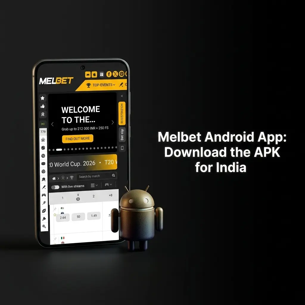 Melbet Android APK download guide for India showing installation steps on an Android 5.0 or higher device