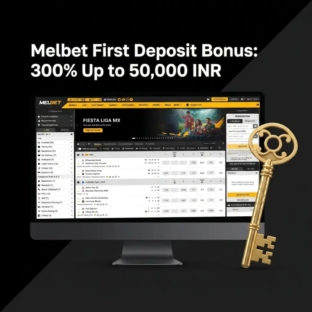 Melbet first deposit bonus offering 300% up to 50,000 INR for new Indian sports betting players