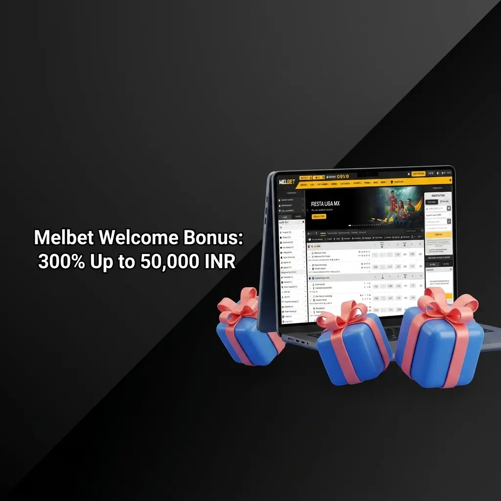 Melbet welcome bonus offering 300% match up to 50,000 INR for new Indian players on sports and casino