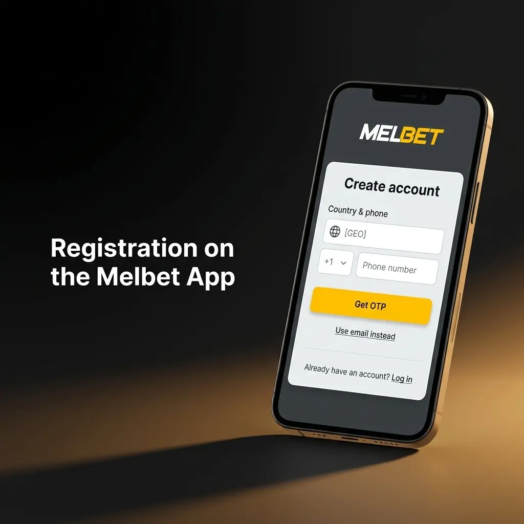 Melbet app registration screen showing sign-up options including phone, email, and social media for Indian users